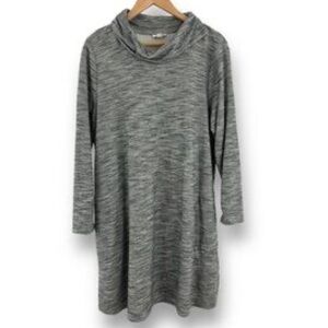 Pure Jill Gray 3/4 Sleeve 100% Cotton Pont Knit Cowl Neck Sweater Dress NWT XL
